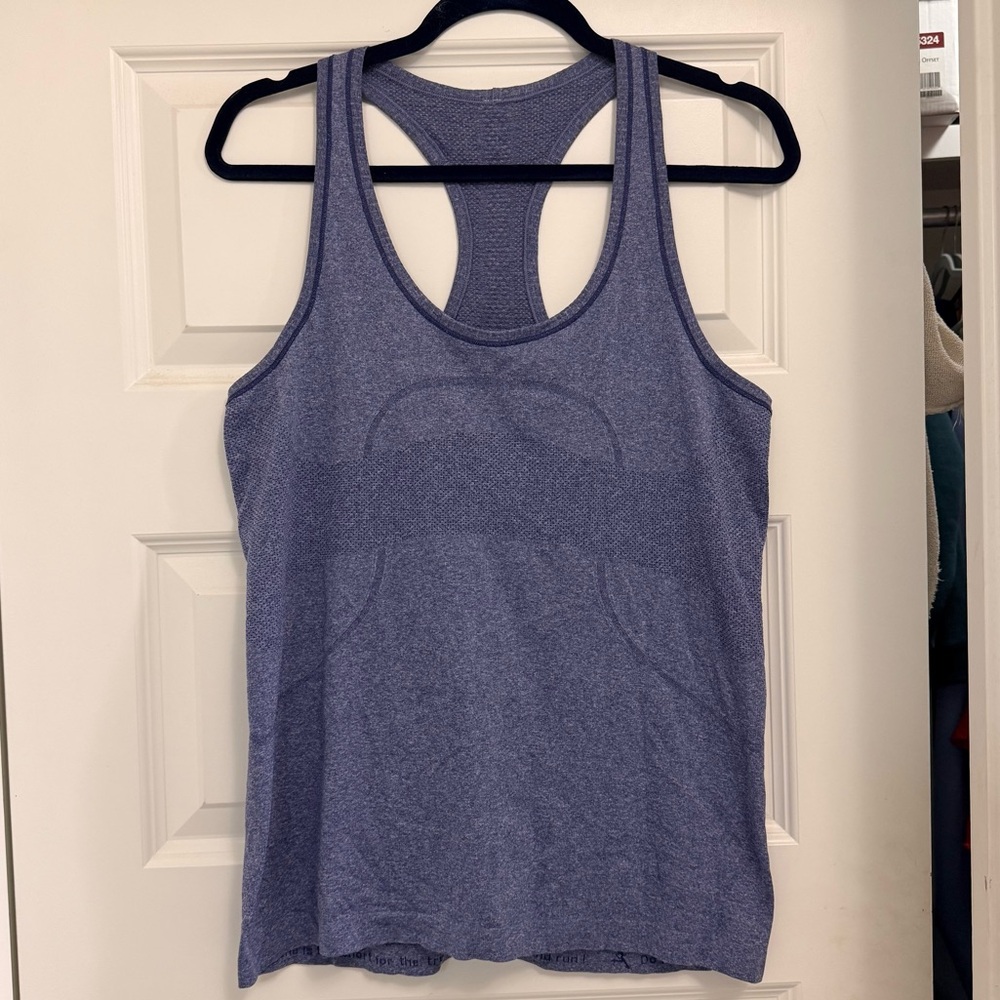 Lululemon Athletica Swiftly Racerback Hip Length Heathered Blue Tank